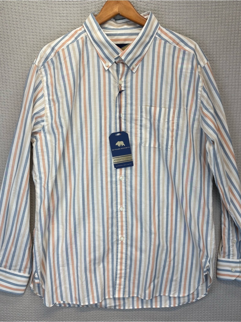 NWT Onward Reserve Reverse Label Fit Striped Button Down Shirt XXL Casual Preppy